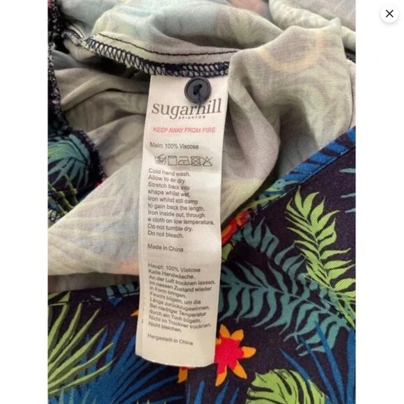 Sugarhill Brighton Jungle Floral Tiger Monkey Wrap Front Cropped Jumpsuit US 6 - Picture 4 of 10